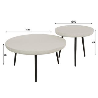 mutoni Table basse ronde en pierre (Ensemble de 2)  