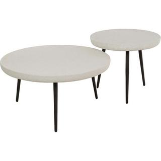 mutoni Table basse ronde en pierre (Ensemble de 2)  