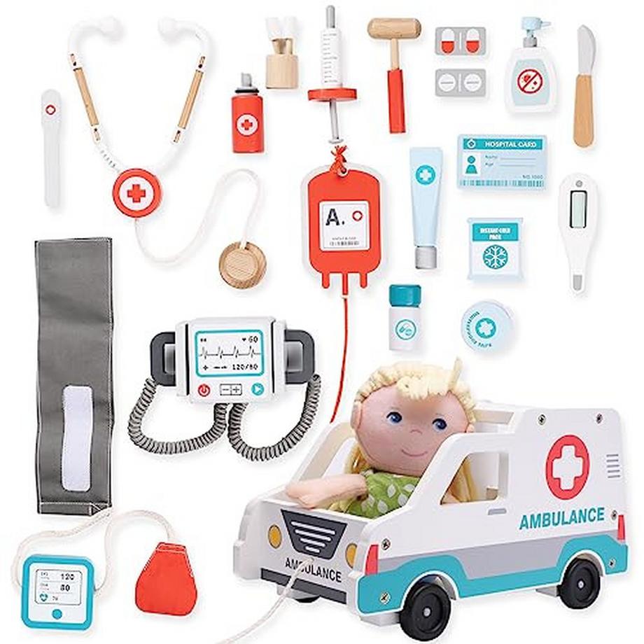Activity-board  Arztkoffer Kinder, 22 Stücke Doktorkoffer Kinder, Arzt Kostüm Kinder mit Stethoskop, Arzt Spielzeug 