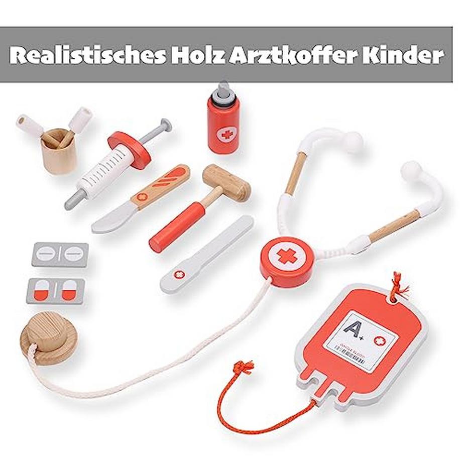 Activity-board  Arztkoffer Kinder, 22 Stücke Doktorkoffer Kinder, Arzt Kostüm Kinder mit Stethoskop, Arzt Spielzeug 