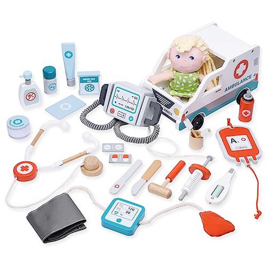 Arztkoffer Kinder, 22 Stücke Doktorkoffer Kinder, Arzt Kostüm Kinder mit Stethoskop, Arzt Spielzeug