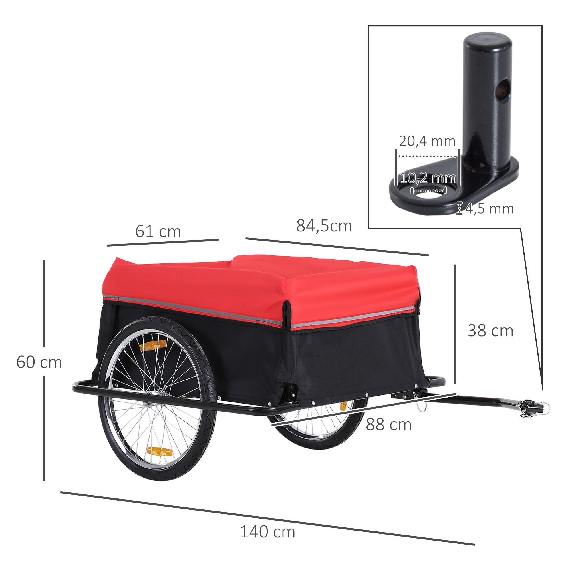 HOMCOM  Rimorchio Da Carico Rimorchio Da Trasporto Rimorchio Da Carico Per Bici Nero+Rosso 