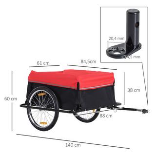 HOMCOM  Rimorchio Da Carico Rimorchio Da Trasporto Rimorchio Da Carico Per Bici Nero+Rosso 