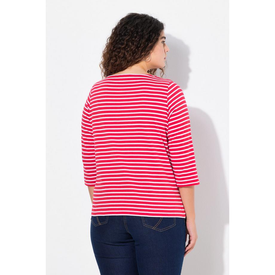 Ulla Popken Maglia a righe Classic Scollo rotondo Maniche 3/4  