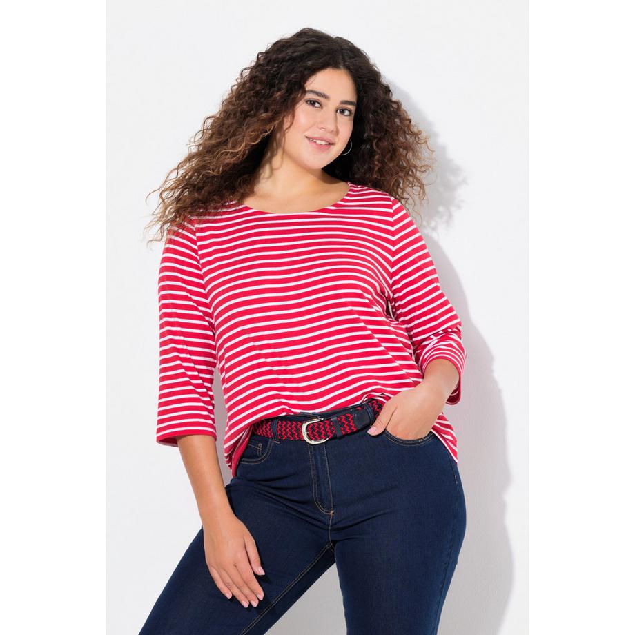 Ulla Popken Maglia a righe Classic Scollo rotondo Maniche 3/4  