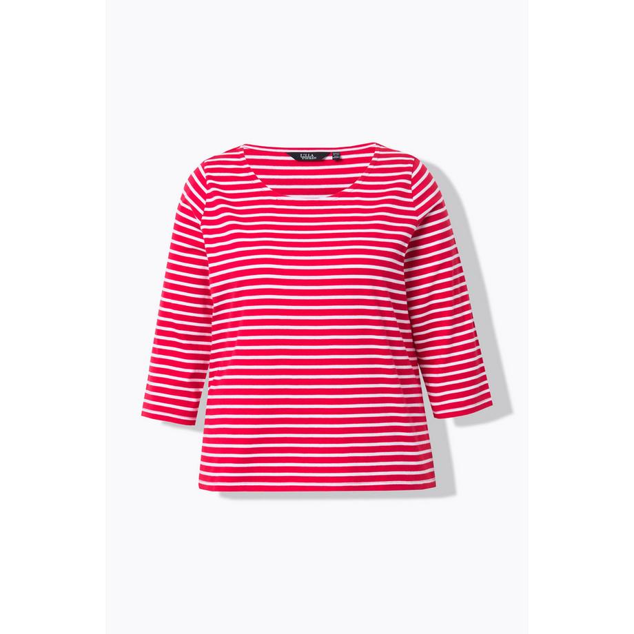 Ulla Popken Maglia a righe Classic Scollo rotondo Maniche 3/4  