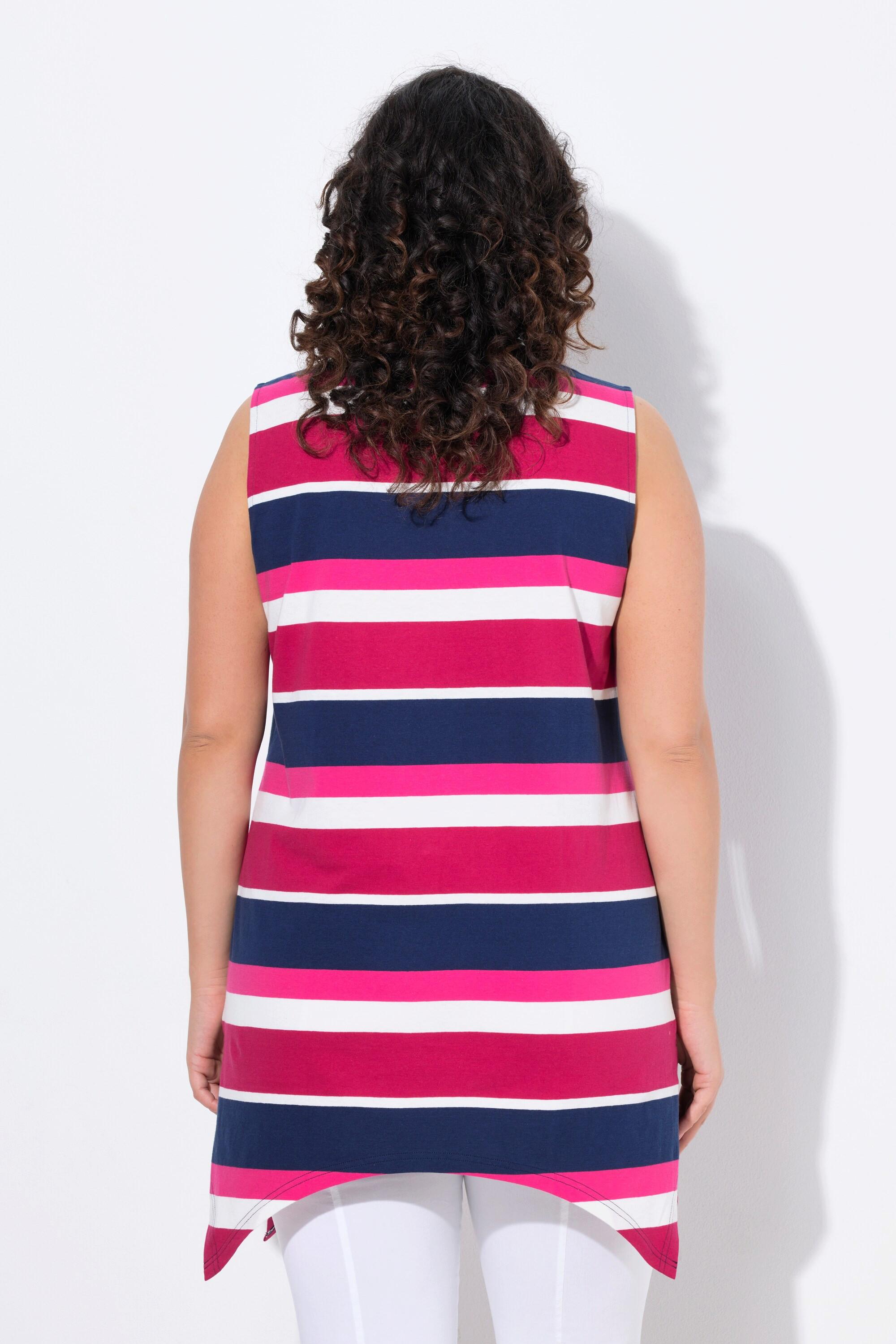 Ulla Popken Ringel A-Linie Ärmelloses Longtop Rundhals  