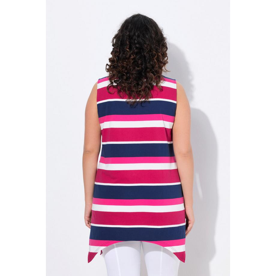 Ulla Popken Débardeur Long Rayures A-Ligne Col Rond Sans Manches  