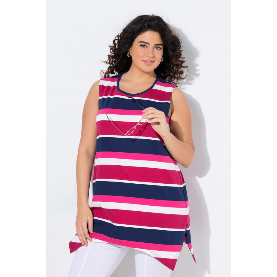 Ulla Popken Débardeur Long Rayures A-Ligne Col Rond Sans Manches  