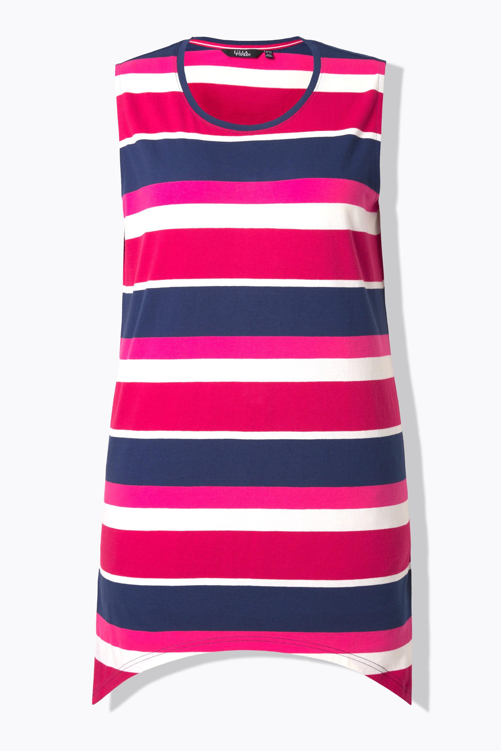 Ulla Popken Ringel A-Linie Ärmelloses Longtop Rundhals  