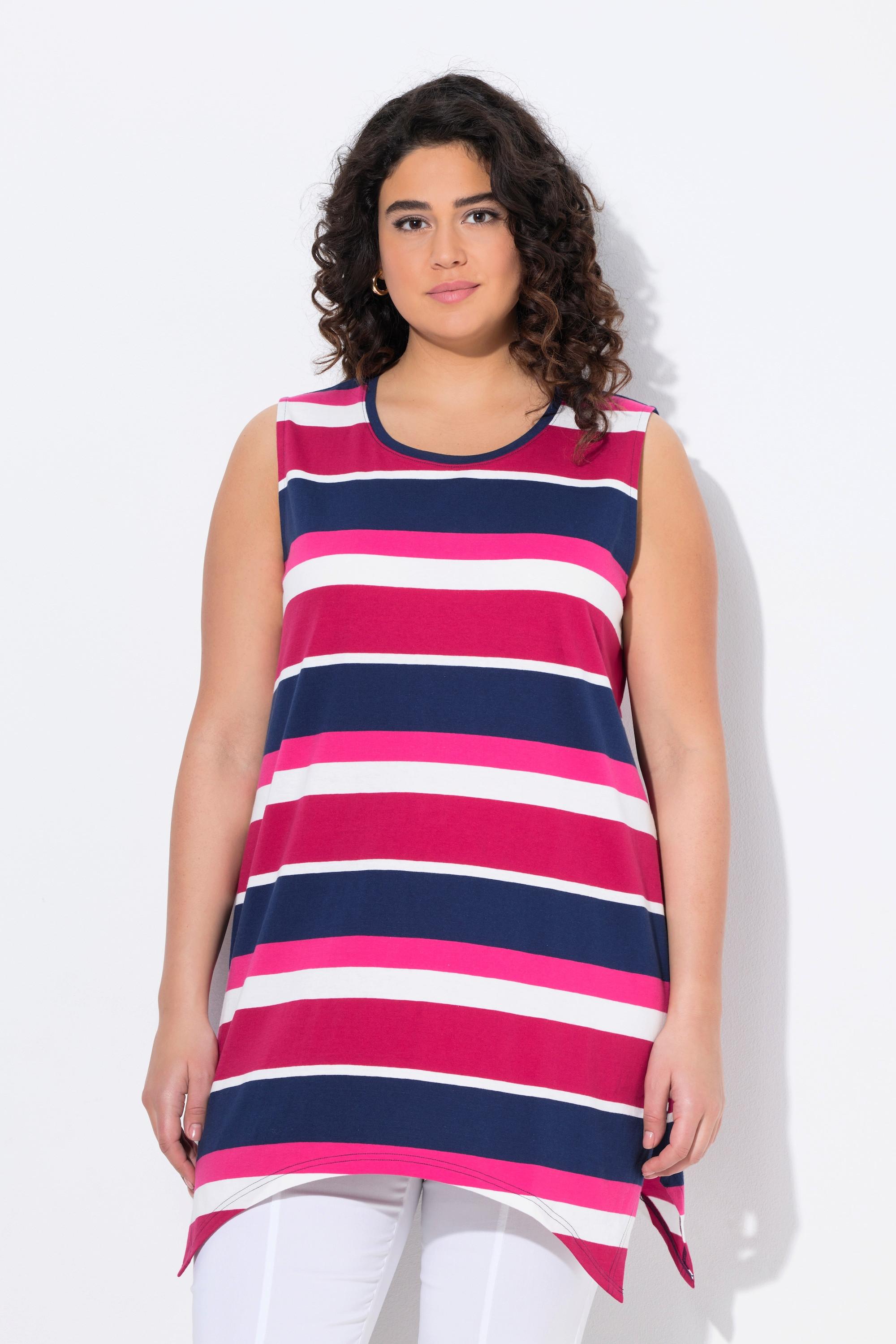 Ulla Popken Ringel A-Linie Ärmelloses Longtop Rundhals  