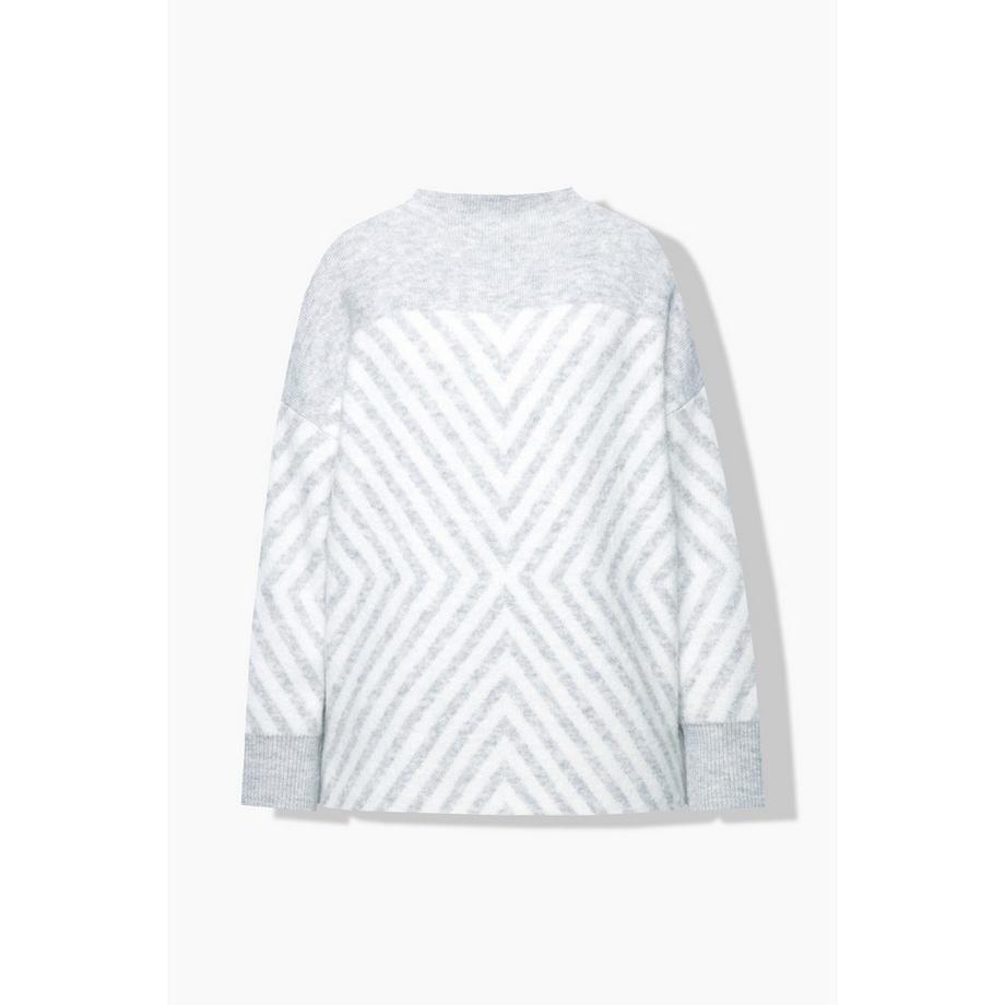 Ulla Popken Pullover grafisches Muster Stehkragen Langarm  