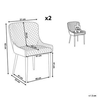 Beliani Esszimmerstuhl aus Samtstoff Glamourös SOLANO  