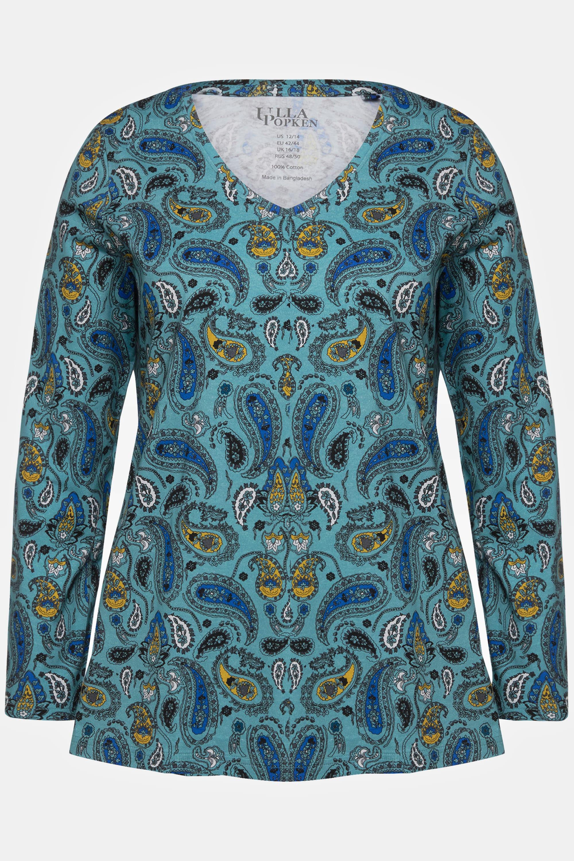 Ulla Popken  Maglia a fantasia Paisley con scollatura a V e maniche lunghe 