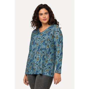 Maglia a fantasia Paisley con scollatura a V e maniche lunghe