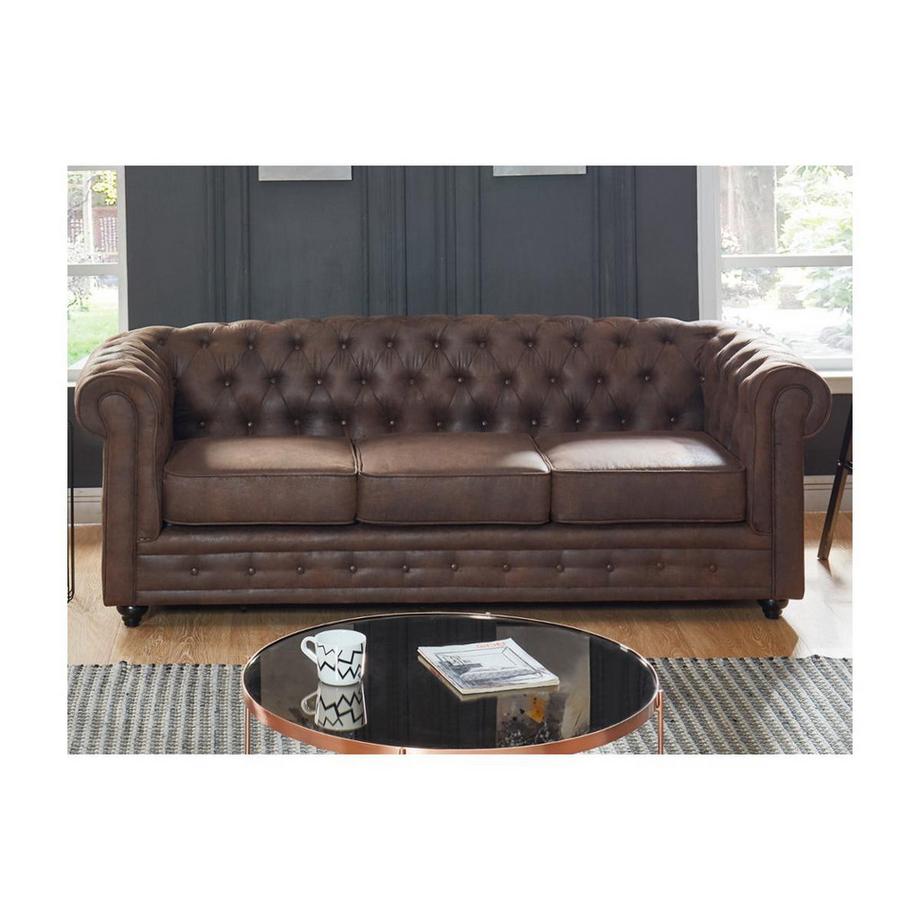 Vente-unique Couchgarnitur 3+2 CHESTERFIELD Microfaser VintageLook  