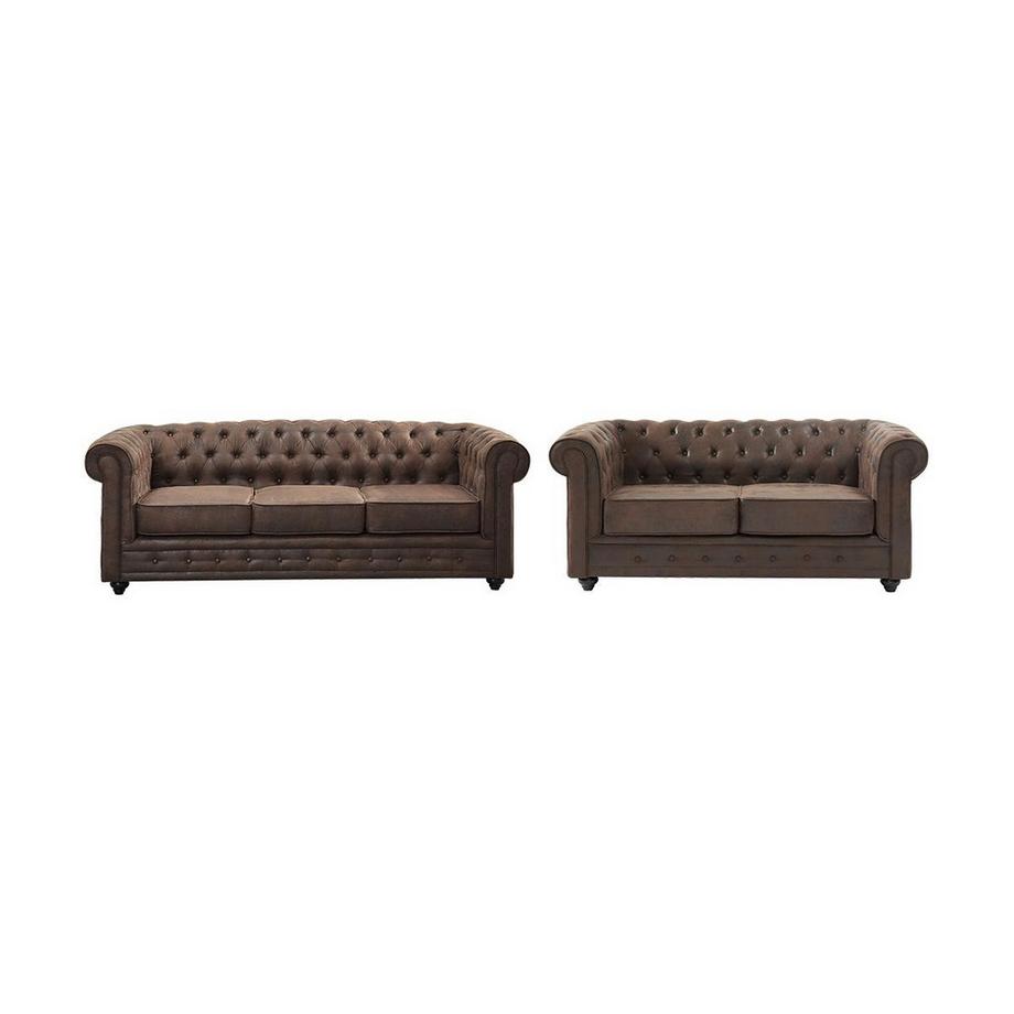 Couchgarnitur 3+2 CHESTERFIELD Microfaser VintageLook