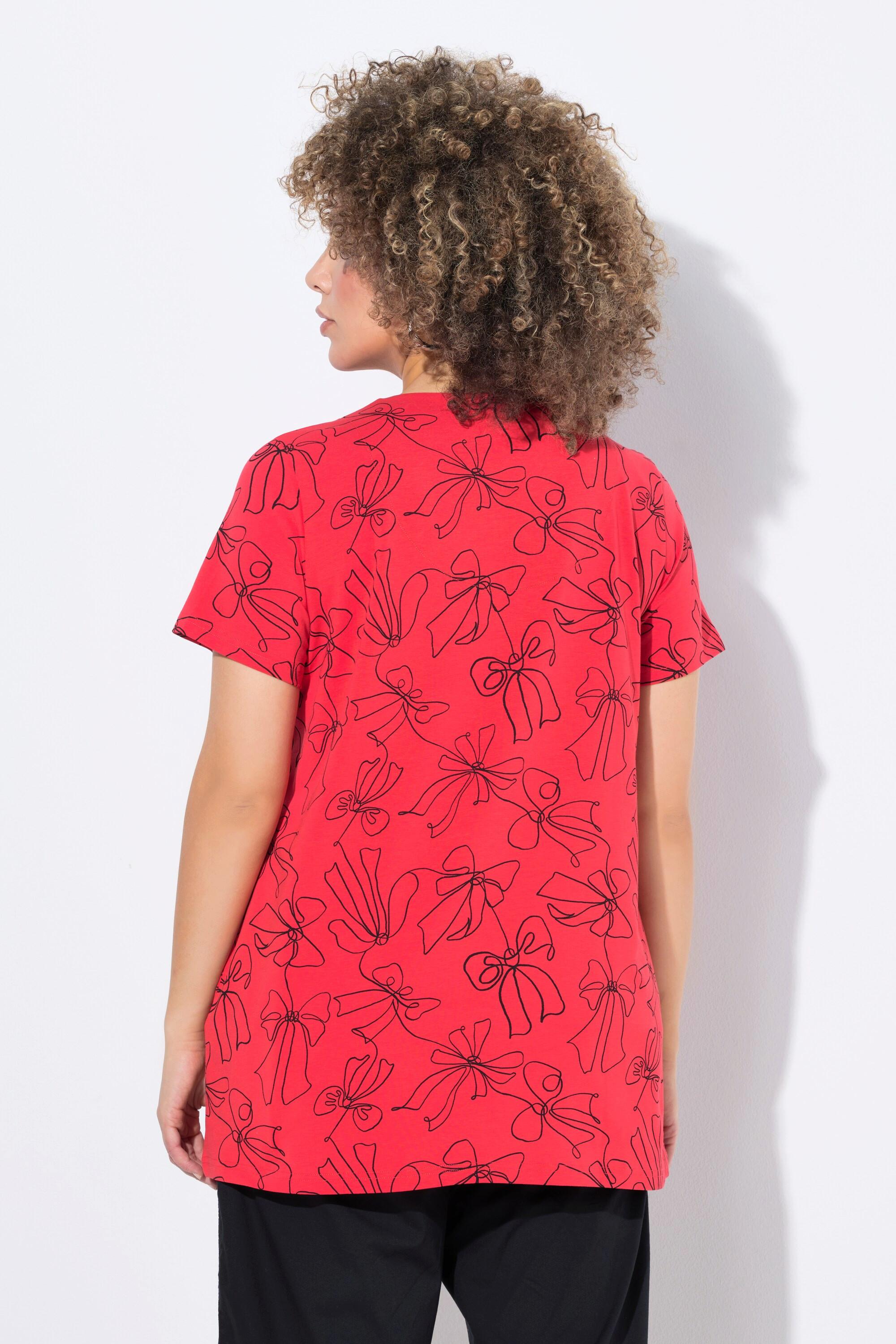 Ulla Popken T-Shirt Schleifen A-Linie Tunika-Ausschnitt Halbarm  