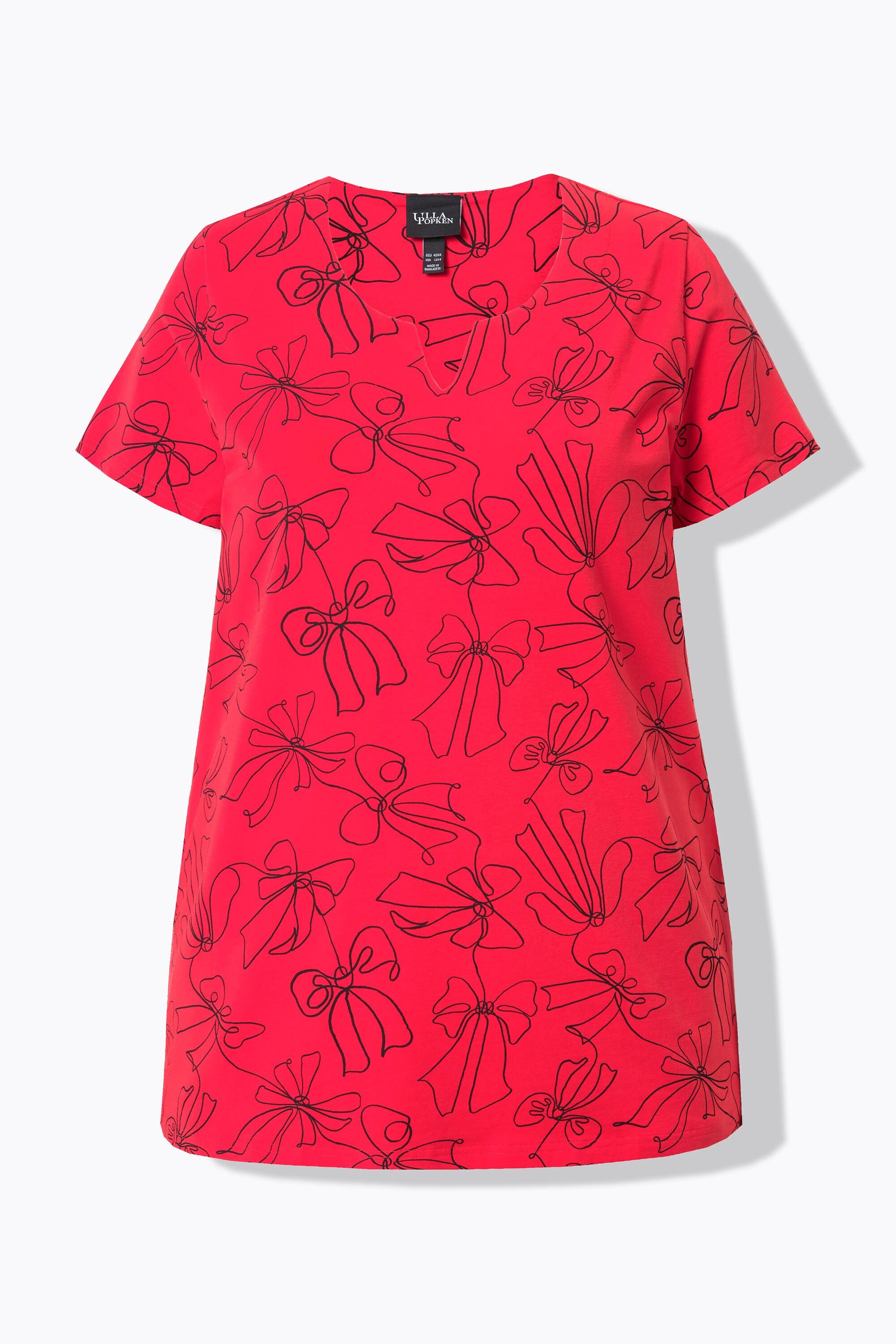 Ulla Popken T-Shirt Schleifen A-Linie Tunika-Ausschnitt Halbarm  