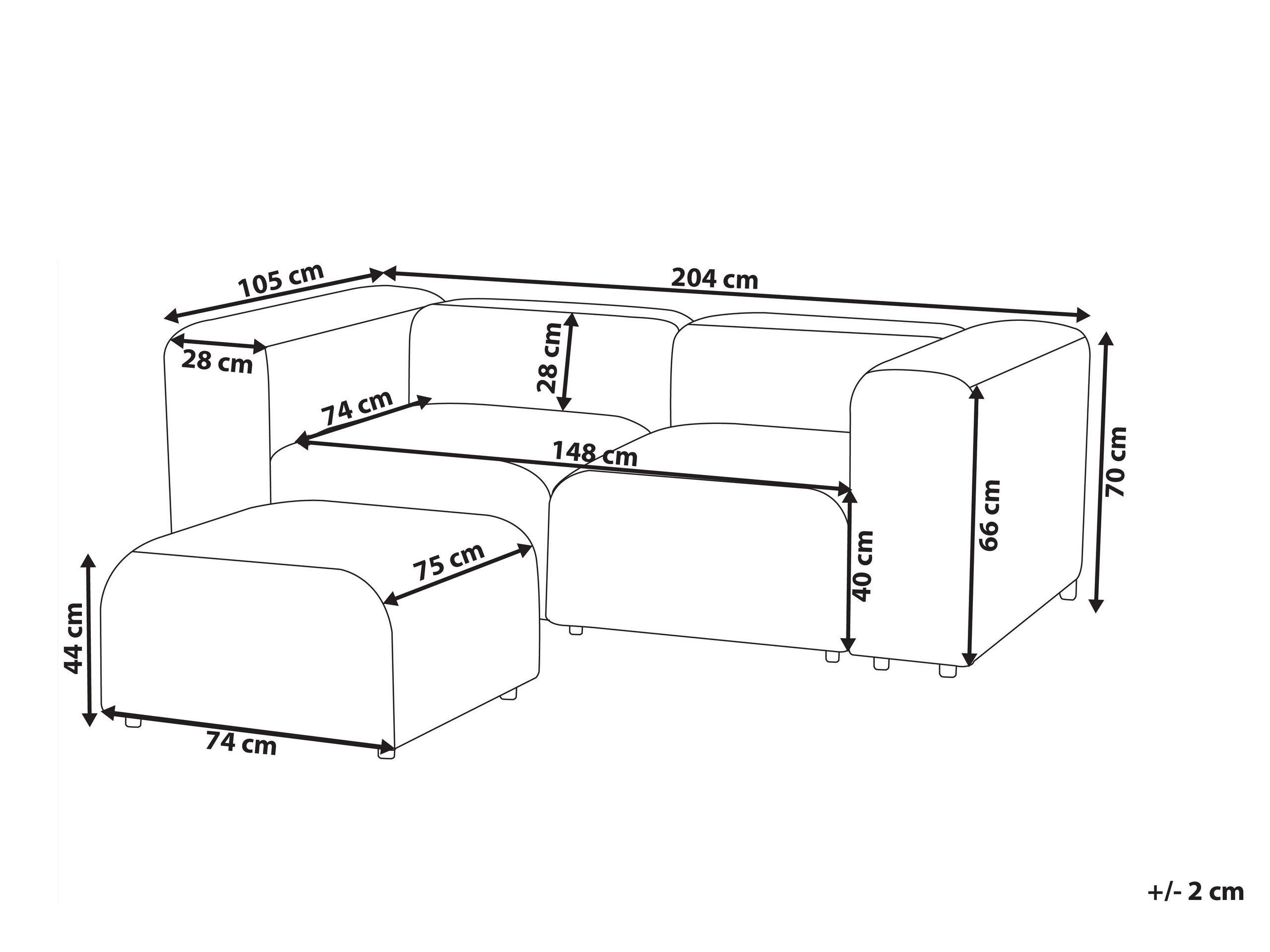 Beliani 2-Sitzer Sofa mit Ottomane aus Cord Modern FALSTERBO  