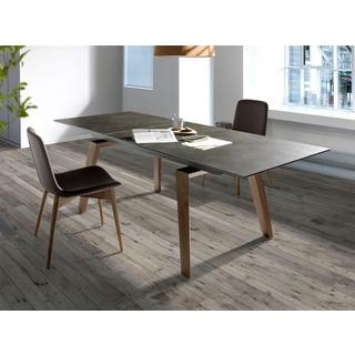 ANGEL CERDA Tavolo da pranzo allungabile rettangolare marmo porcellanato e noce  