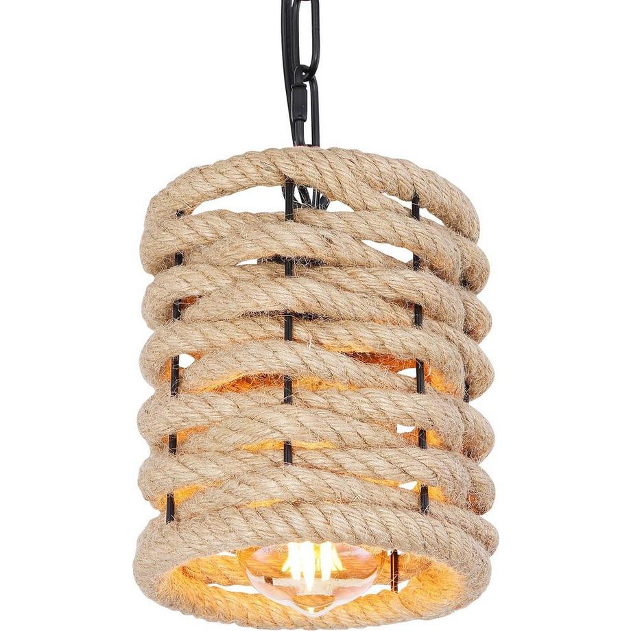 mutoni Lampe à suspension Halia métal chanvre brun noir 1xE27  
