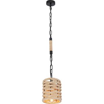 Lampe à suspension Halia métal chanvre brun noir 1xE27