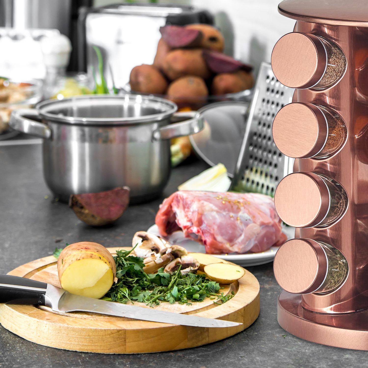 Northio Porta spezie girevole con 16 barattoli per spezie  