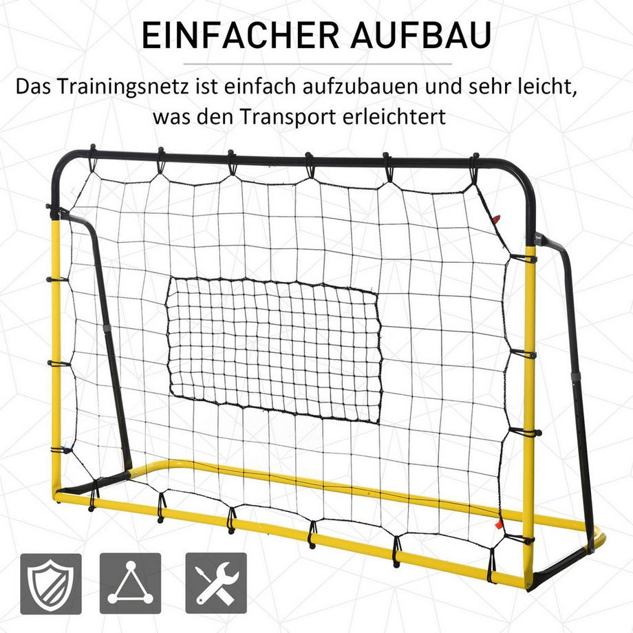 Northio  Kickback Fußball Rebounder Tor Rückprallwand Netz Für Fußball, Basketball, Baseball, Gelb+Schwarz, 184X63X123 Cm 