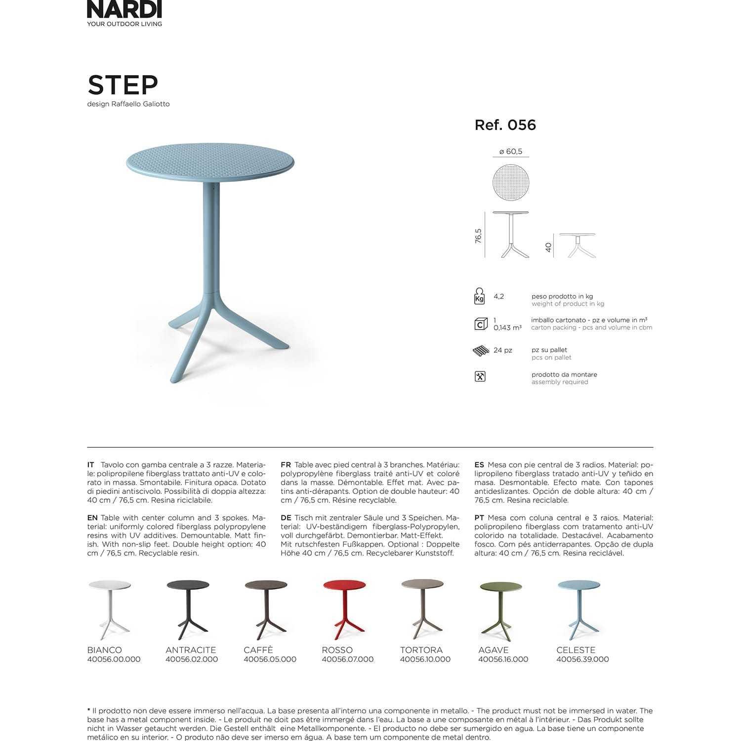 NARDI outdoor Tavolo da giardino Step agave 60  