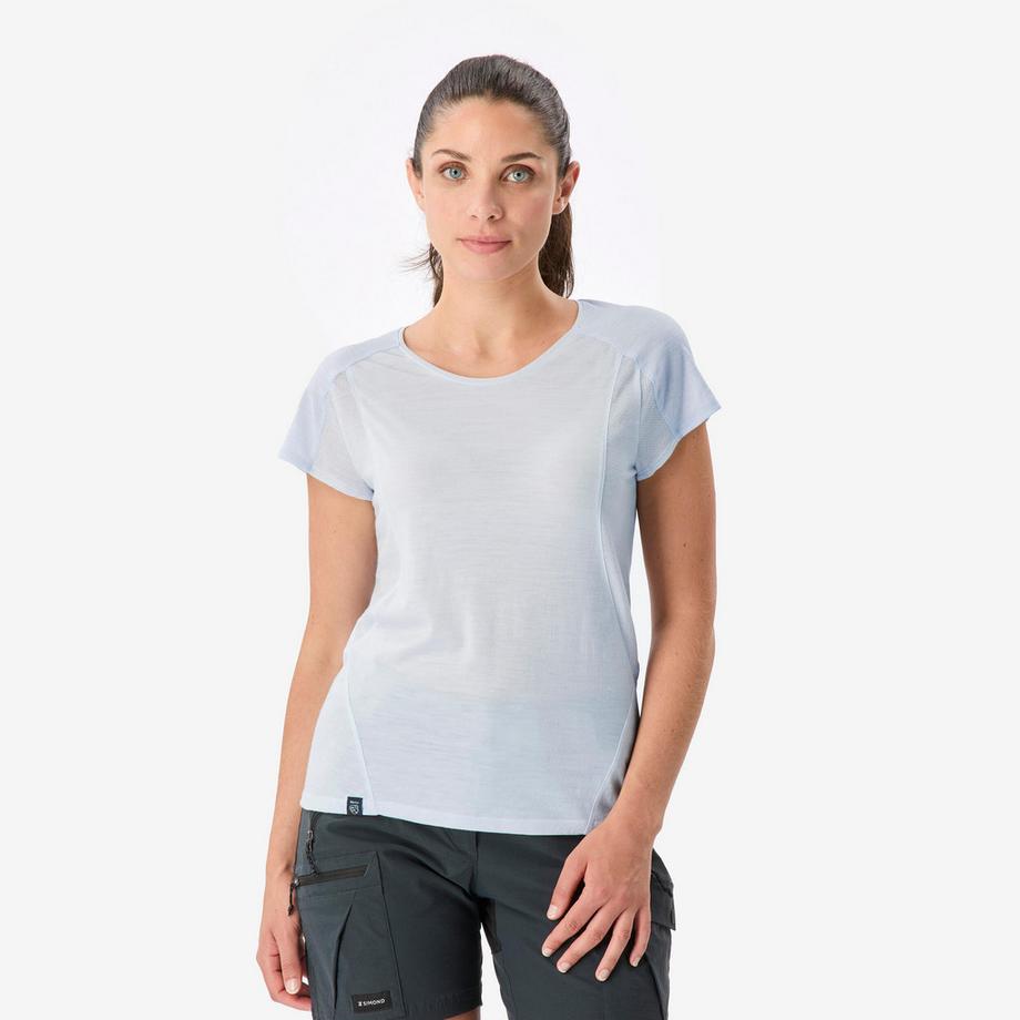 -Trekking-T-Shirt mit kurzen Ärmeln aus Merinowolle, Merino Resist