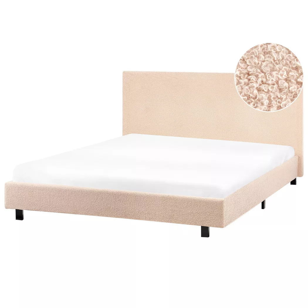 Beliani - Wasserbett aus Bouclé  ALBI, Perle