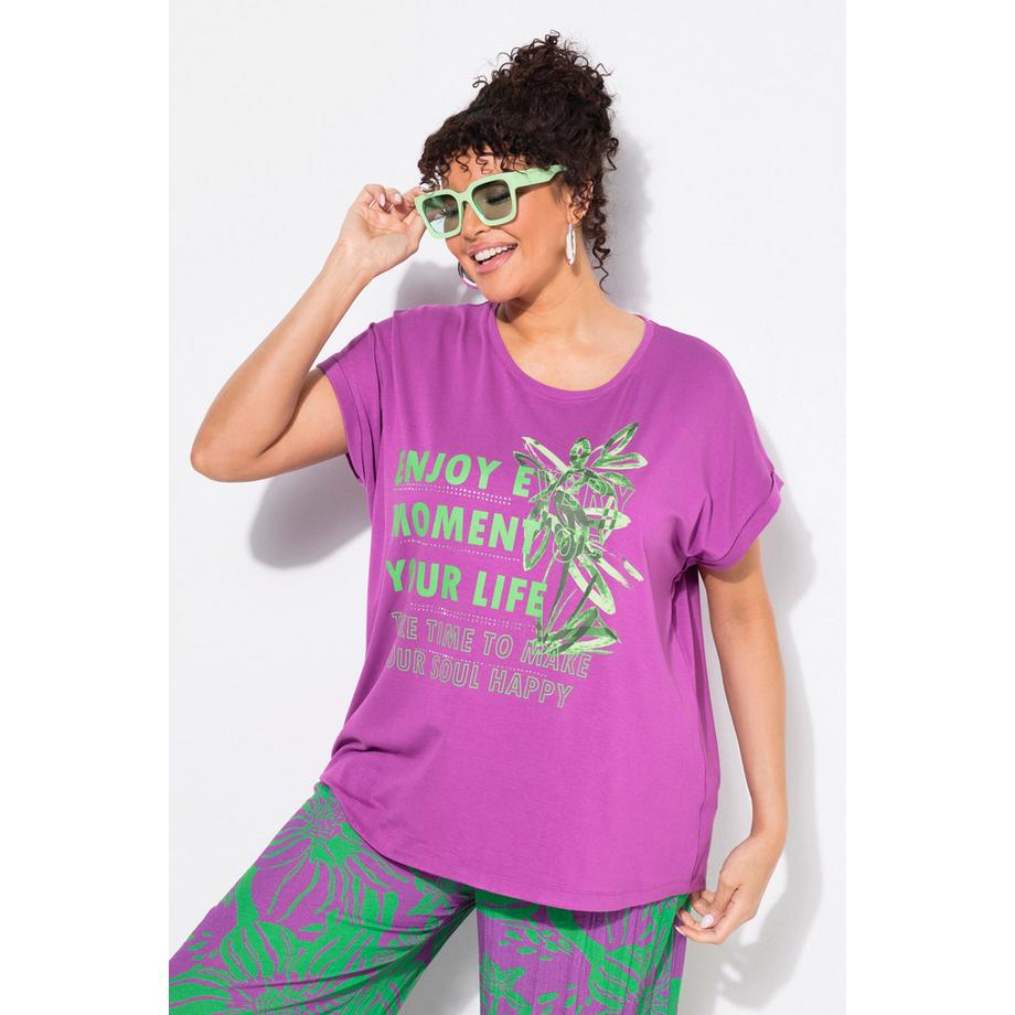 Ulla Popken T-shirt oversize imprimé manches courtes col rond  