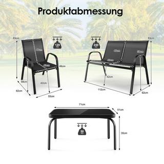 Northix Set di mobili da giardino da 4 pezzi, set da conversazione con tavolino 51 x 71 x 35 cm grigio  