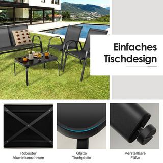 Northix Set di mobili da giardino da 4 pezzi, set da conversazione con tavolino 51 x 71 x 35 cm grigio  