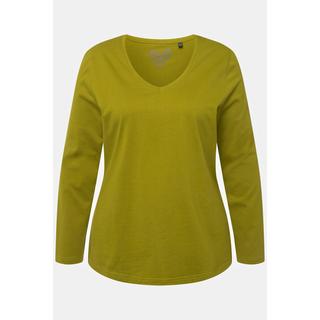 Ulla Popken  Shirt, Slim, V-Ausschnitt, Langarm 