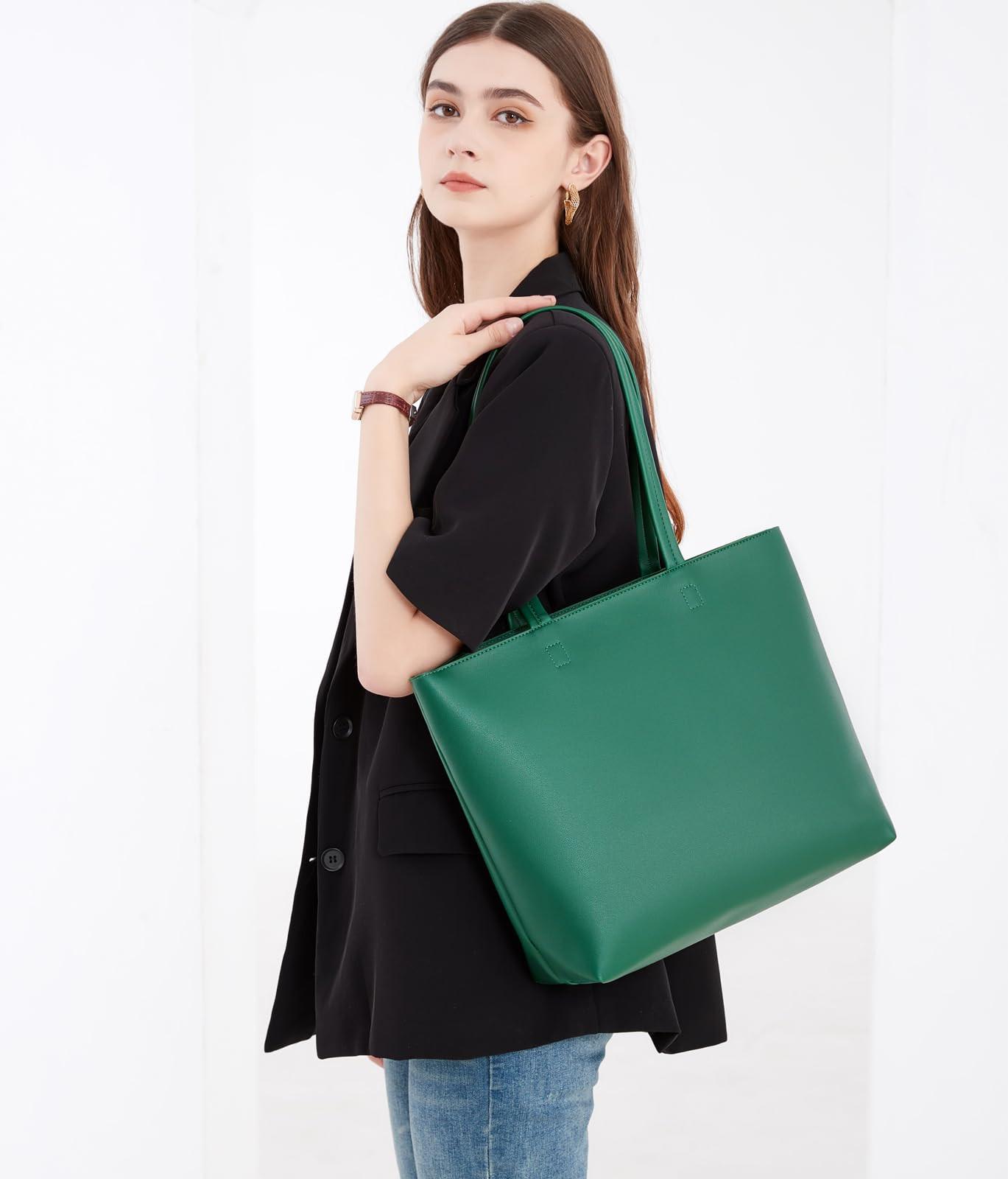 Only-bags.store  Henkeltaschen, einfache Handtaschen PU Leder Shopper Tasche für Arbeit, Schule, Einkaufen mit Reißverschluss und Innentasche 