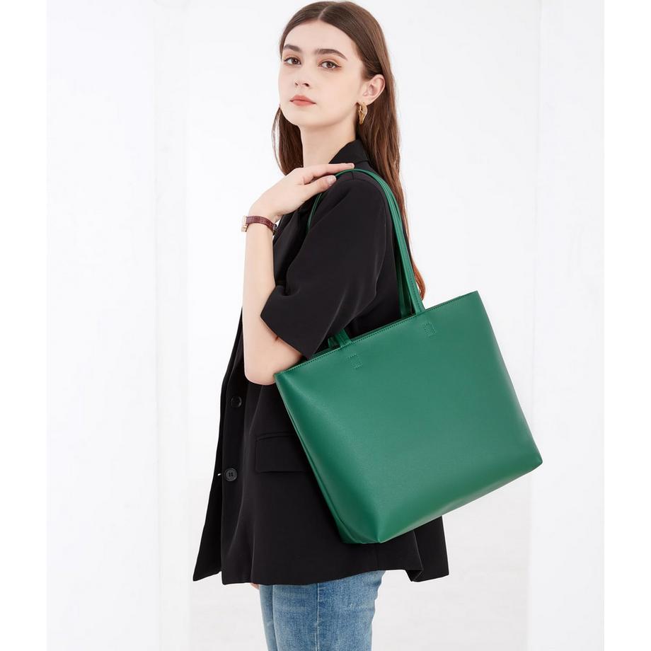 Only-bags.store PU Leder Shopper Tasche mit Reissverschluss und Innentasche  