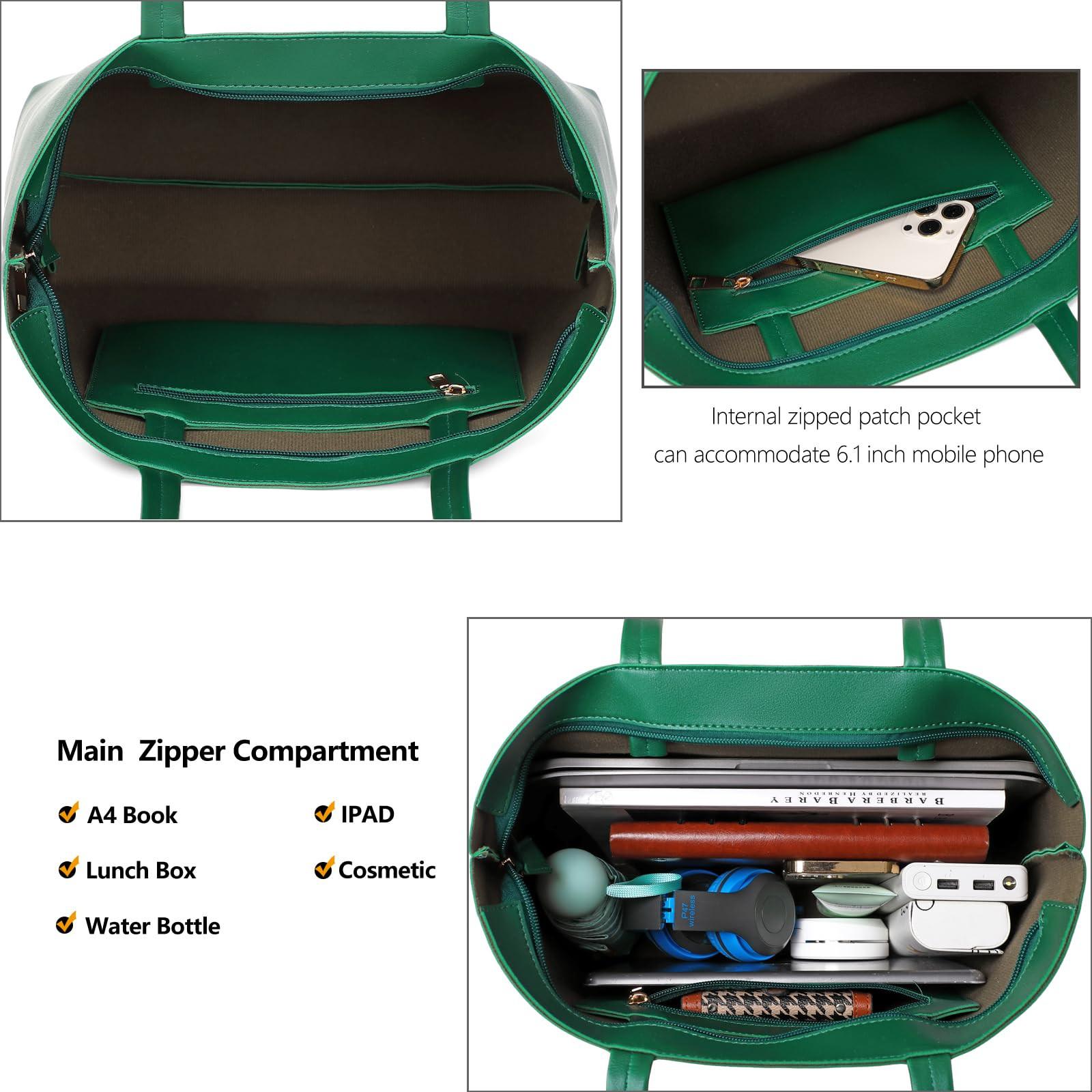 Only-bags.store PU Leder Shopper Tasche mit Reissverschluss und Innentasche  