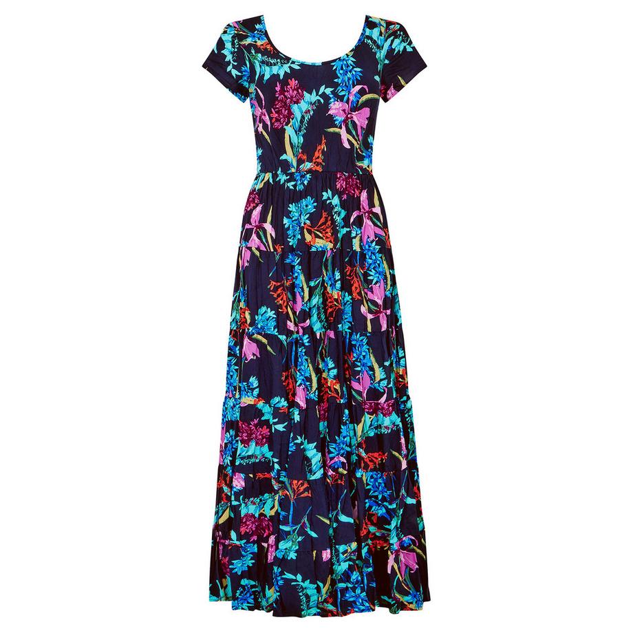 Joe Browns PETITE Abito Lungo Floreale Scuro Effetto Stropicciato  