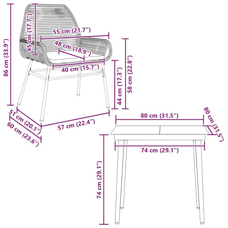 VidaXL Ensemble à manger de jardin rotin synthétique  