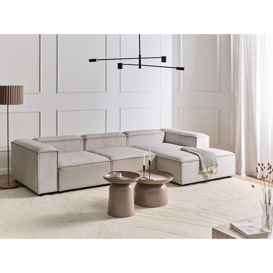 Beliani Canapé d'angle gauche en Velours côtelé Moderne ARDAL  