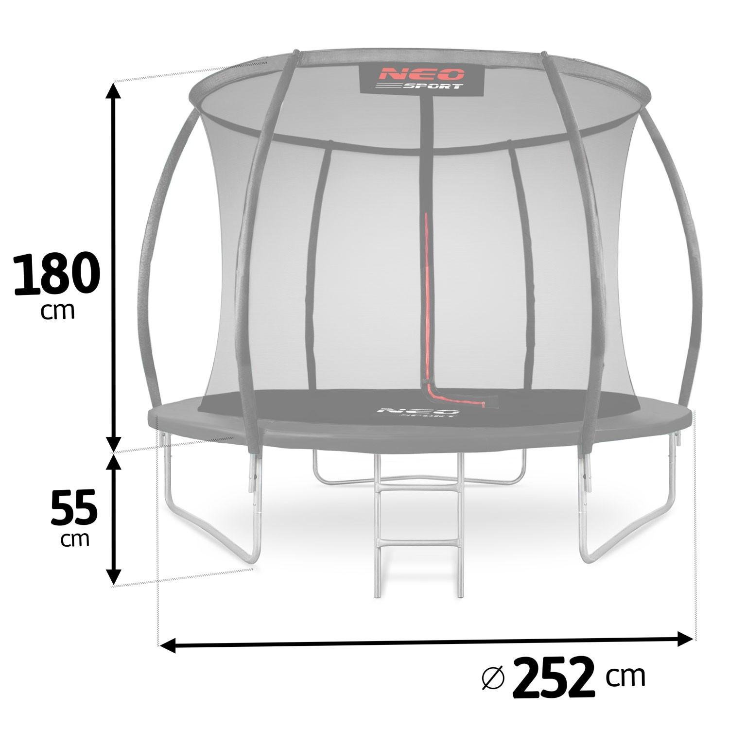 B2X Profiltrampolin für den Garten 8ft/252cm mit innerem Schutznetz von Neo-Sport  