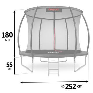 B2X Profiltrampolin für den Garten 8ft/252cm mit innerem Schutznetz von Neo-Sport  