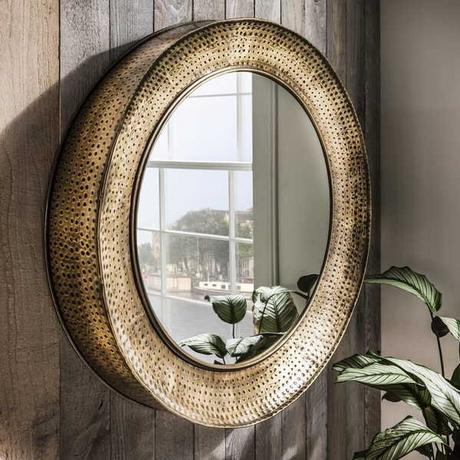 mutoni Miroir mural Goldy rond 80x80  