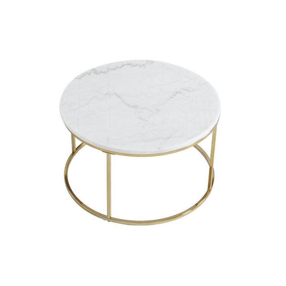 Vente-unique Tables basses gigognes ANGELA Marbre métal doré  