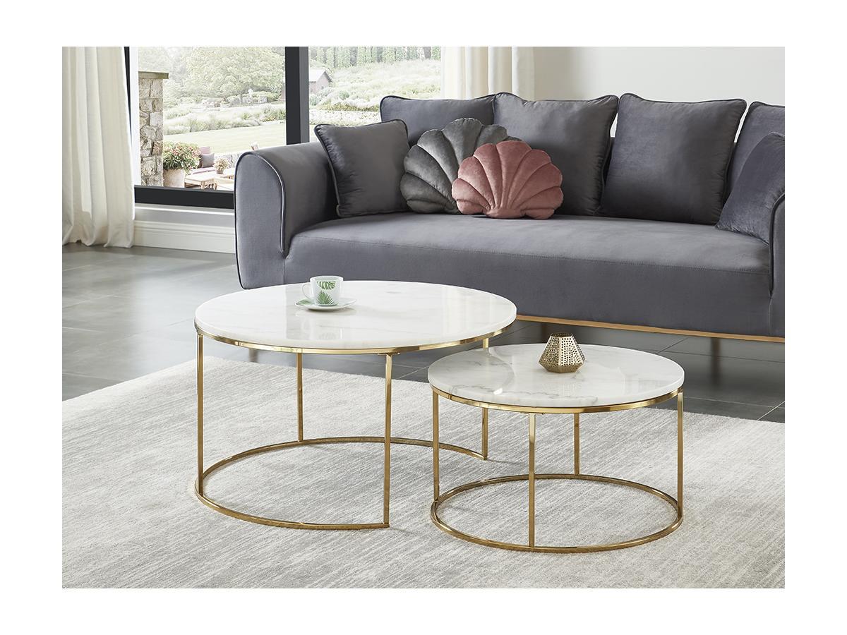 Vente-unique Couchtisch 2erSet Marmor Metall ANGELA  