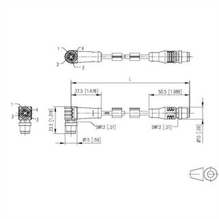 METZ CONNECT  M12 Industrial Ethernet Leitung, D-kodiert, 1.0 m, M12 Stecker gerade - M12 Stecker gewinkelt 