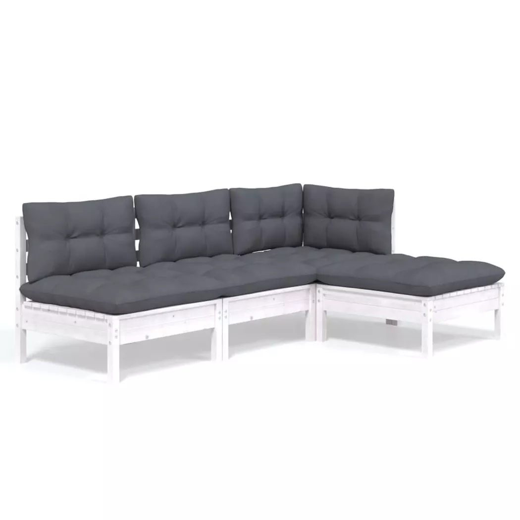 VidaXL - Salon de jardin bois de pin, One Size, Blanc
