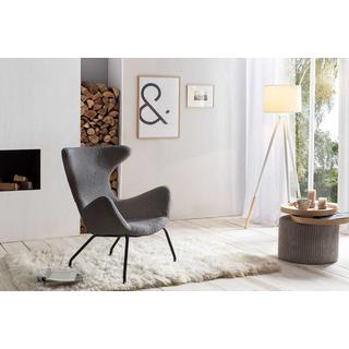 mutoni Fauteuil relax en peluche grise  